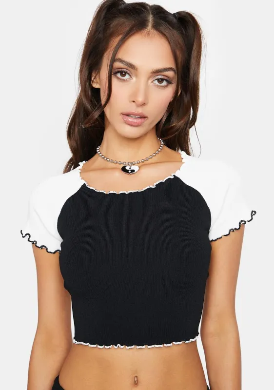 Wicked Dainty Heart Lettuce Hem Crop Tee sold by Dolls Kill