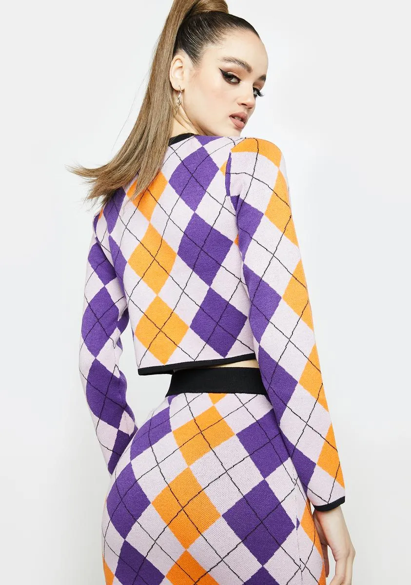 Purple Multi Argyle Cardigan sold by Dolls Kill product image thumbnail 4