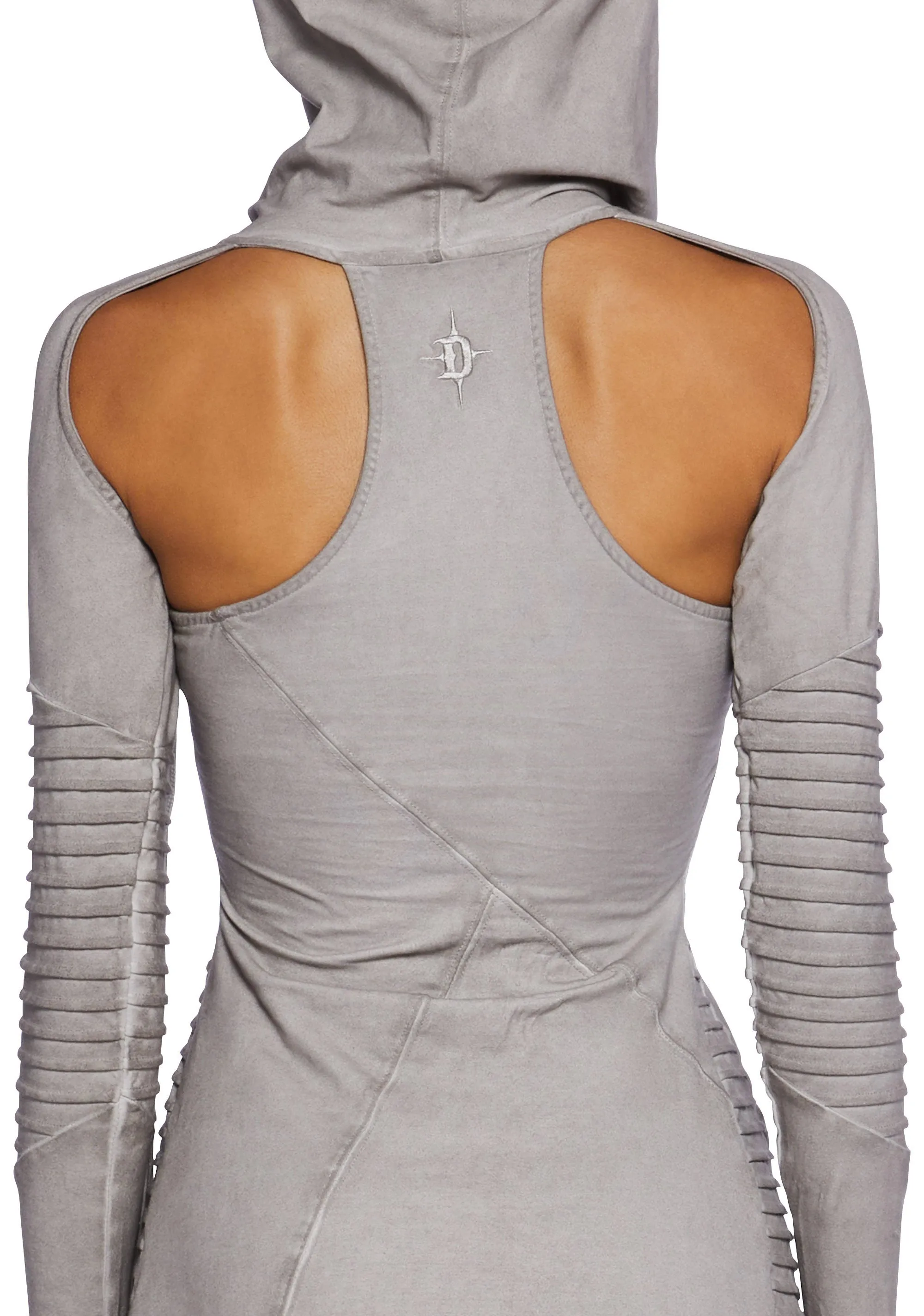Frequency Asymmetrical Hooded Mini Dress - Ecru | Parallel