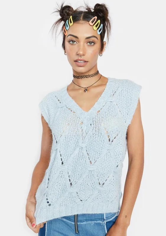 Dusty Blue Sweater Vest sold by Dolls Kill