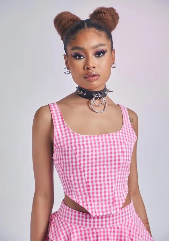 Diva Menage A Trois Gingham Corset Tank sold by Dolls Kill