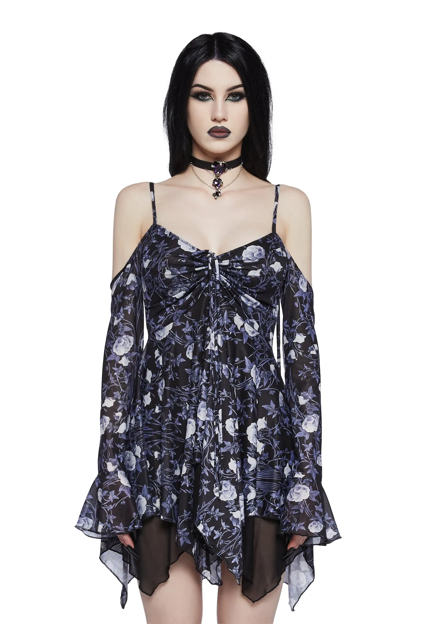 F is For Fairies™ Handkerchief Dress - Light Floral sold by Dolls Kill