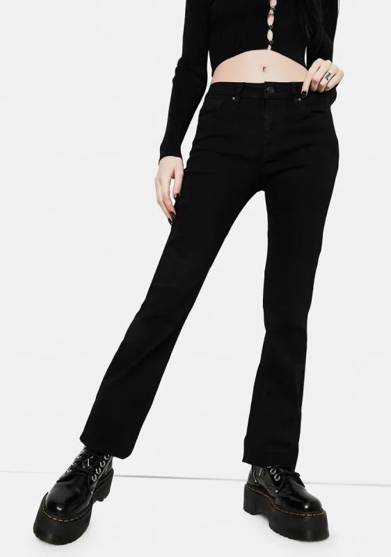 Black Marley Midrise Crop Boot Cut Jeans sold by Dolls Kill