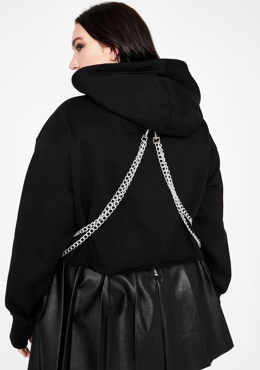 So Chained N' Dangerous Crop Hoodie sold by Dolls Kill product image thumbnail 4