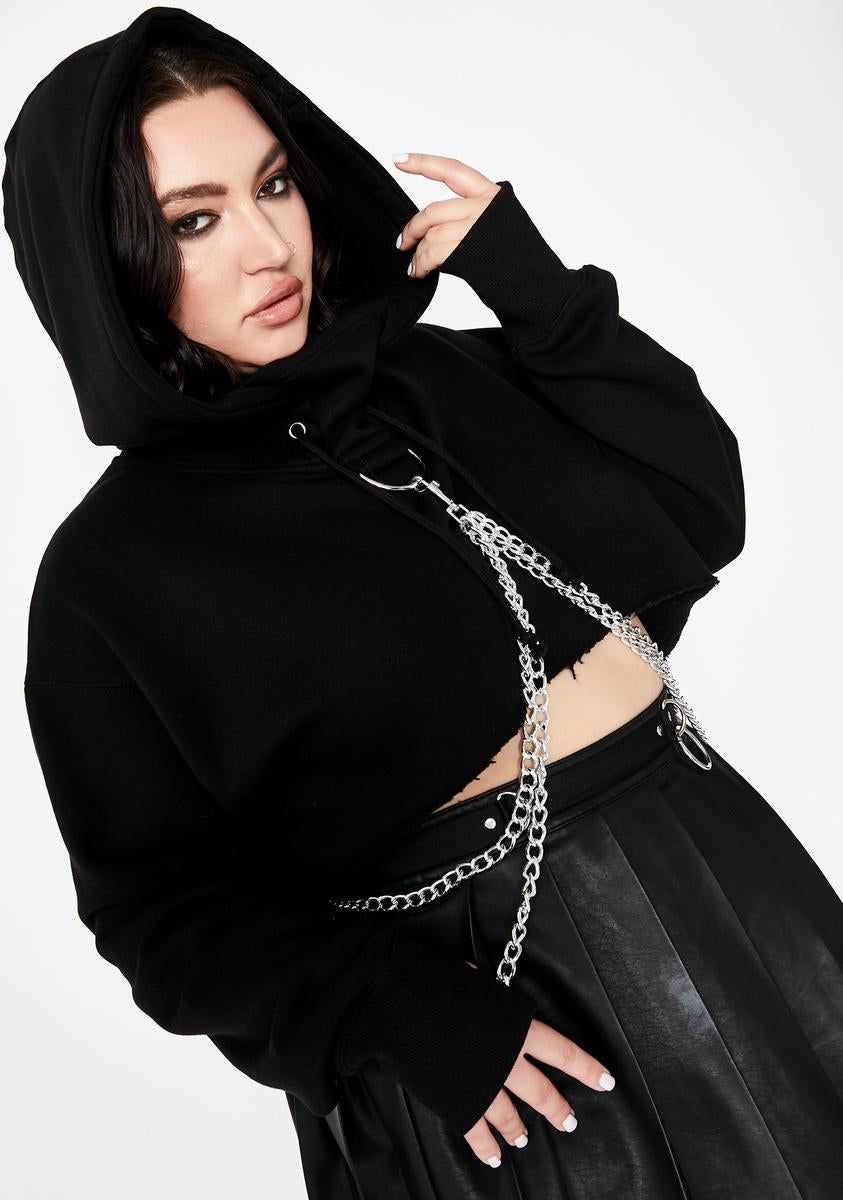 So Chained N' Dangerous Crop Hoodie sold by Dolls Kill product image thumbnail 2