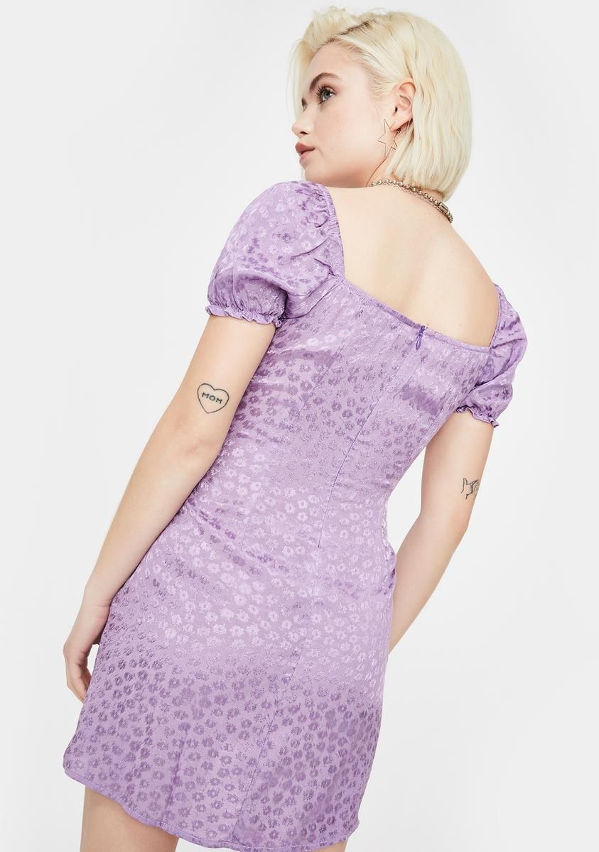 Ditsy Rose Lavender Lonma Mini Dress sold by Dolls Kill product image thumbnail 4