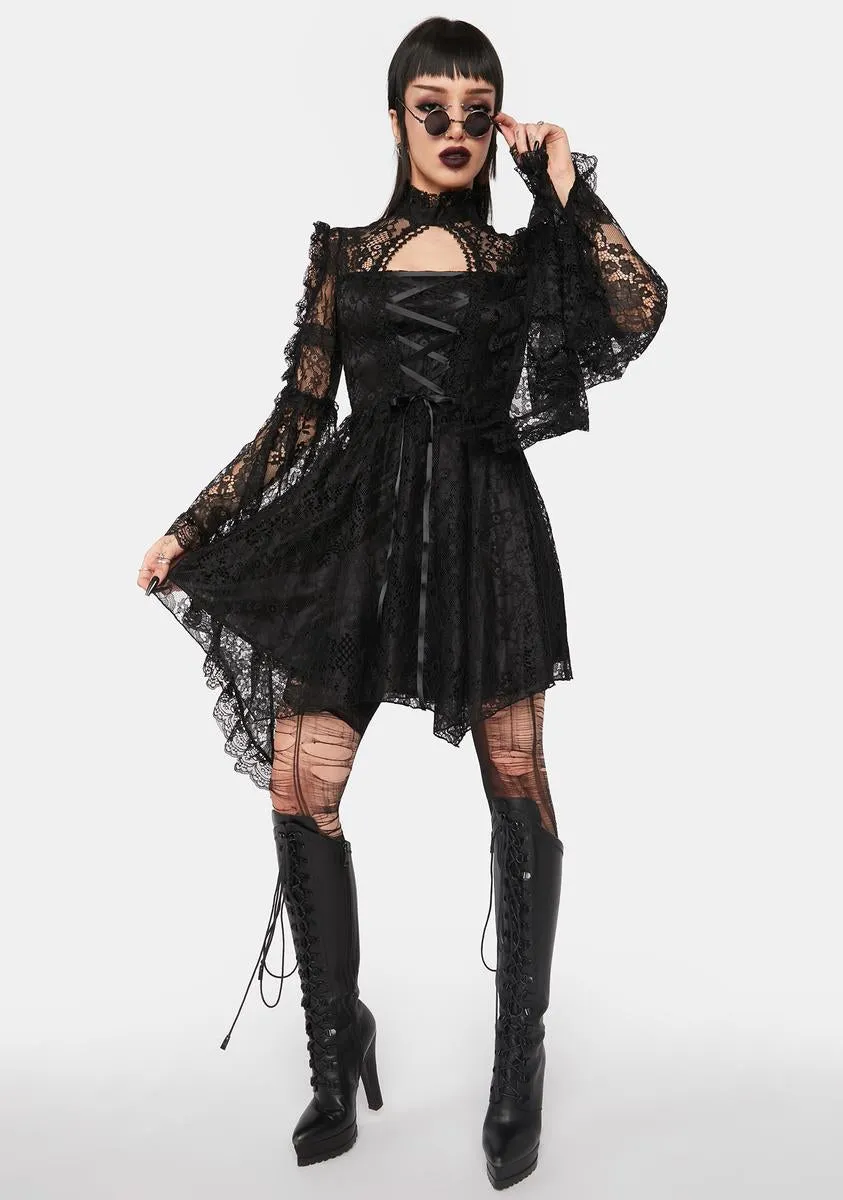 Gothic Sexy Lace Bell Sleeve Mini Dress sold by Dolls Kill product image thumbnail 3