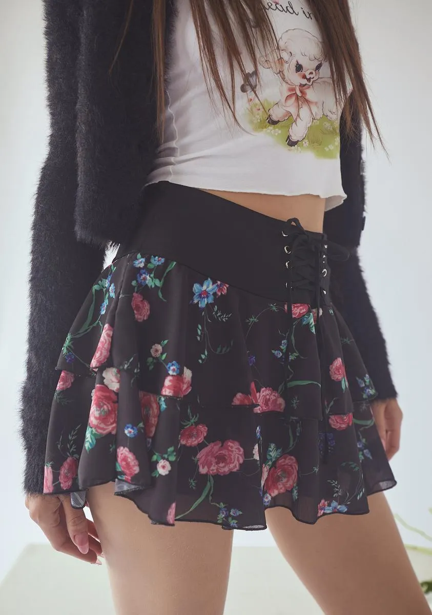 Can't Be Just Friends Floral Mini Skirt sold by Dolls Kill