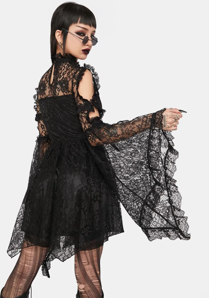 Gothic Sexy Lace Bell Sleeve Mini Dress sold by Dolls Kill product image thumbnail 4