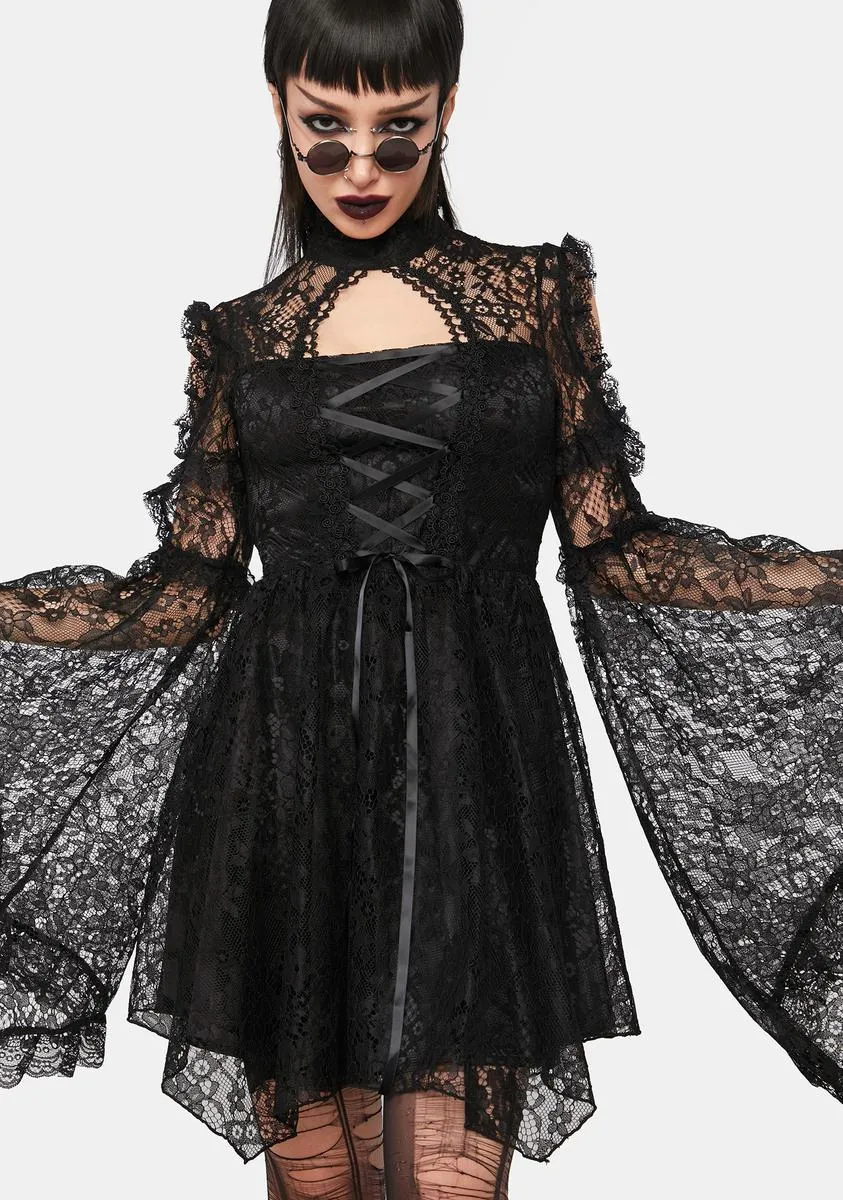 Gothic Sexy Lace Bell Sleeve Mini Dress sold by Dolls Kill product image thumbnail 2