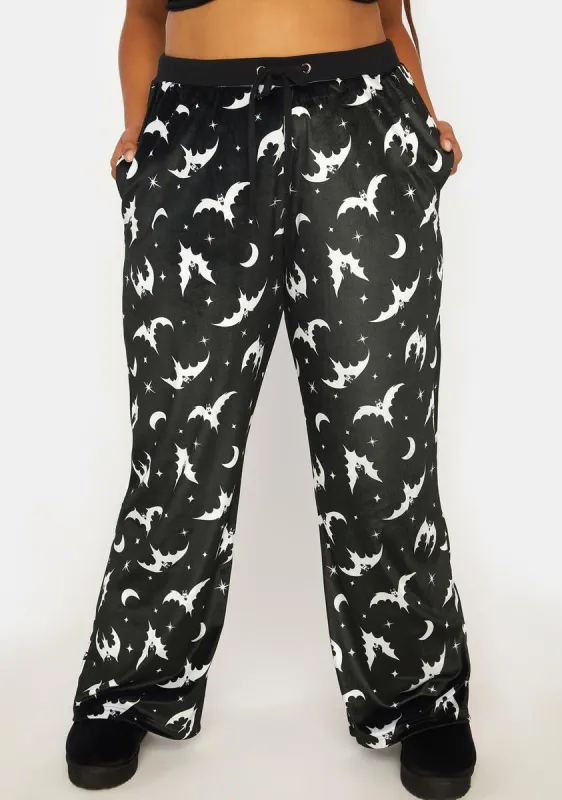 Plus Bat Behavior Velvet Track Pants sold by Dolls Kill