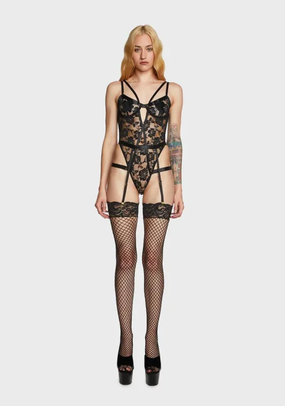 Floral Affairs Lace Teddy sold by Dolls Kill
