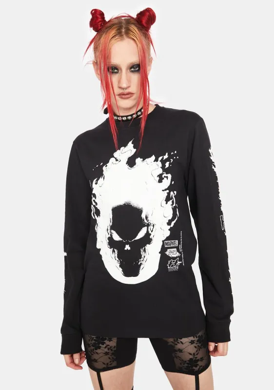 Ghost Rider Long Sleeve Graphic Tee sold by Dolls Kill