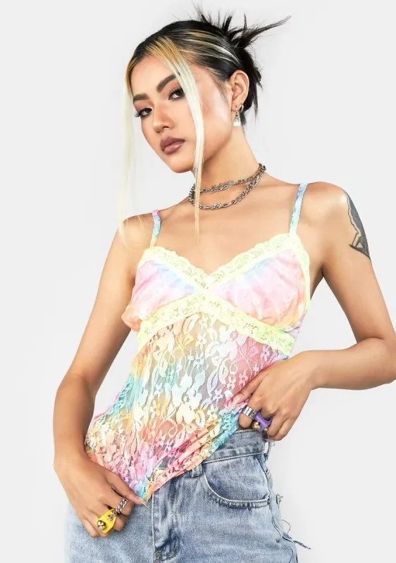Rainbow Lace Crop Top sold by Dolls Kill