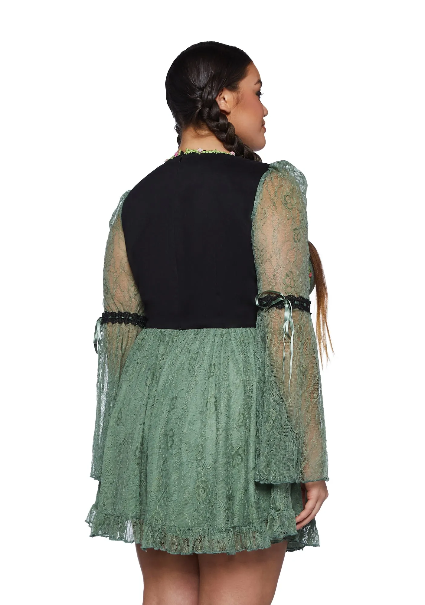 Plus Myths N' Legends Mini Dress - Green Lace sold by Dolls Kill product image thumbnail 4