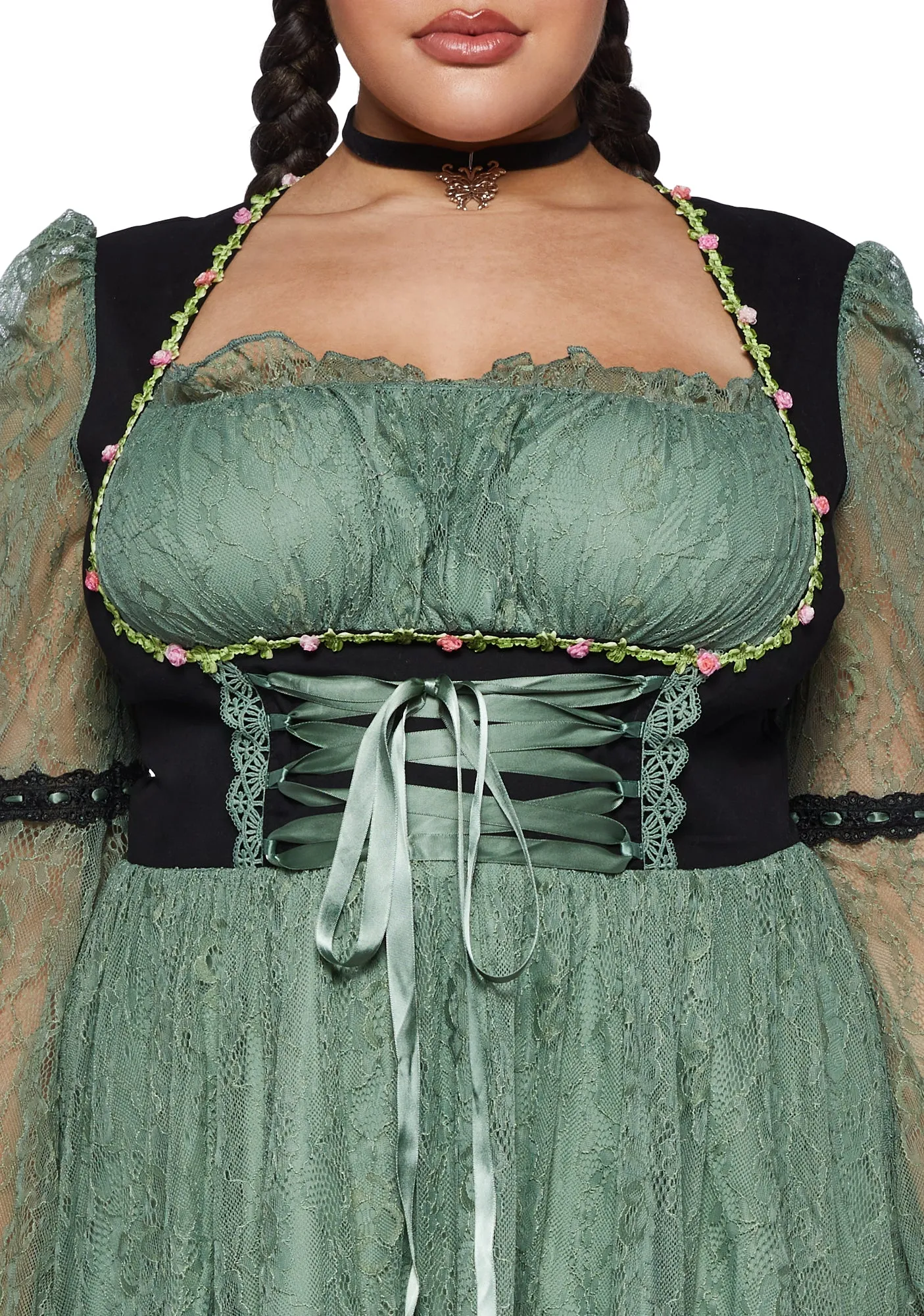Plus Myths N' Legends Mini Dress - Green Lace sold by Dolls Kill product image thumbnail 5