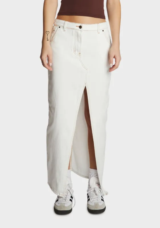 Split Midi Skirt - Porcelain sold by Dolls Kill