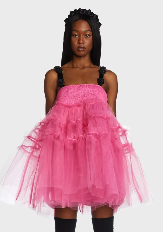 Pink Moonlight Meadow Tulle Mini Dress sold by Dolls Kill