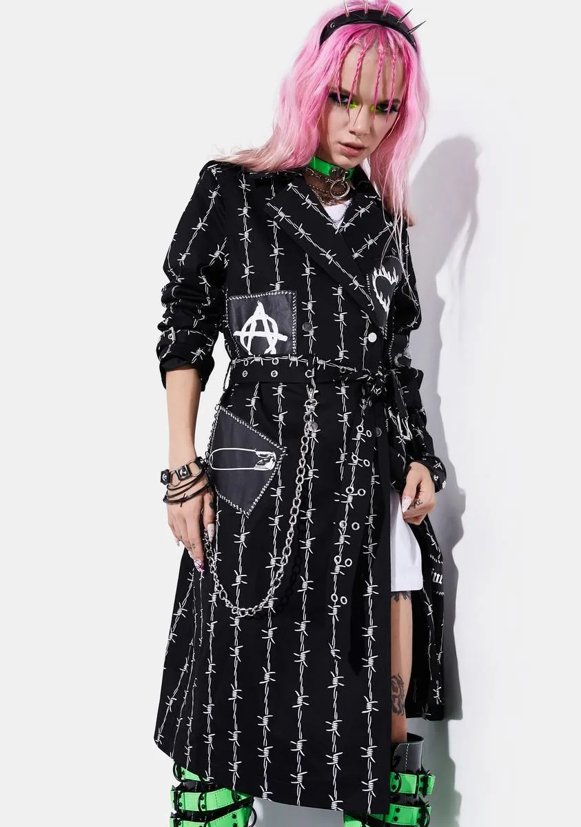 No Squares Allowed Barbed Wire Trench Coat sold by Dolls Kill