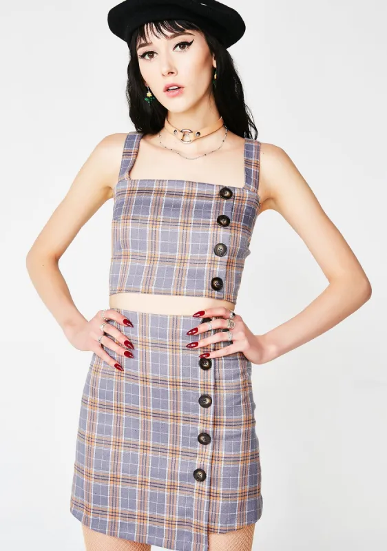 Line In A Song Plaid Set sold by Dolls Kill
