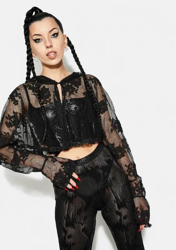 Goth Lace Sunscreen Shirt sold by Dolls Kill