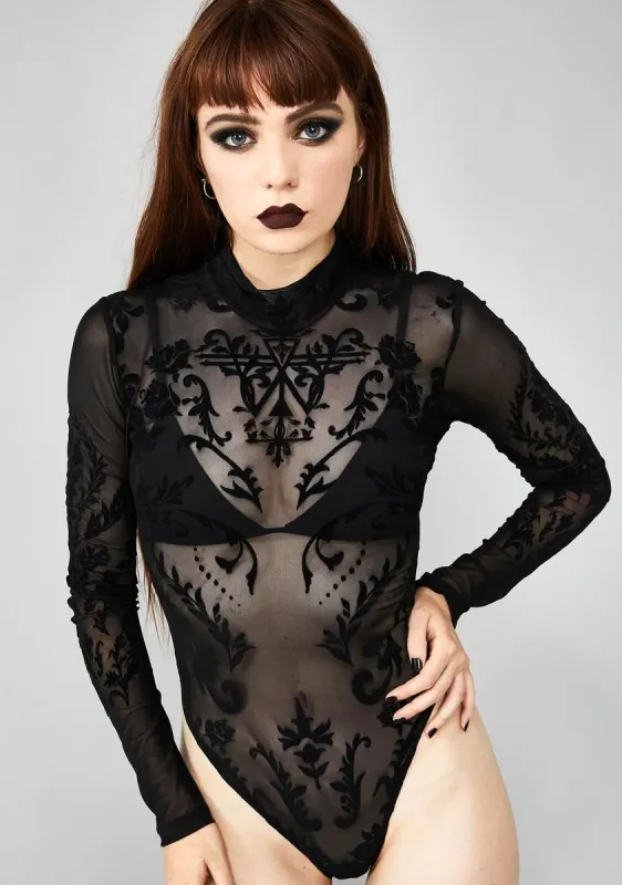 Solemn Seductress Sheer Bodysuit sold by Dolls Kill