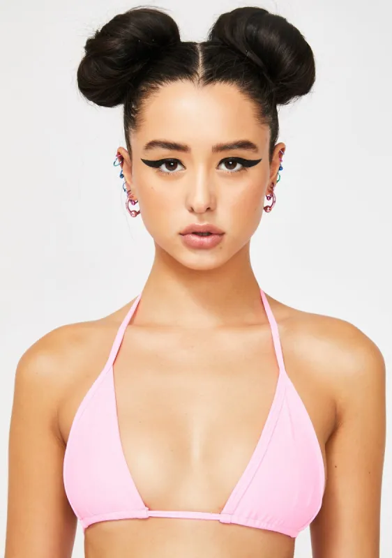 Barbie Pink String Bikini Top sold by Dolls Kill