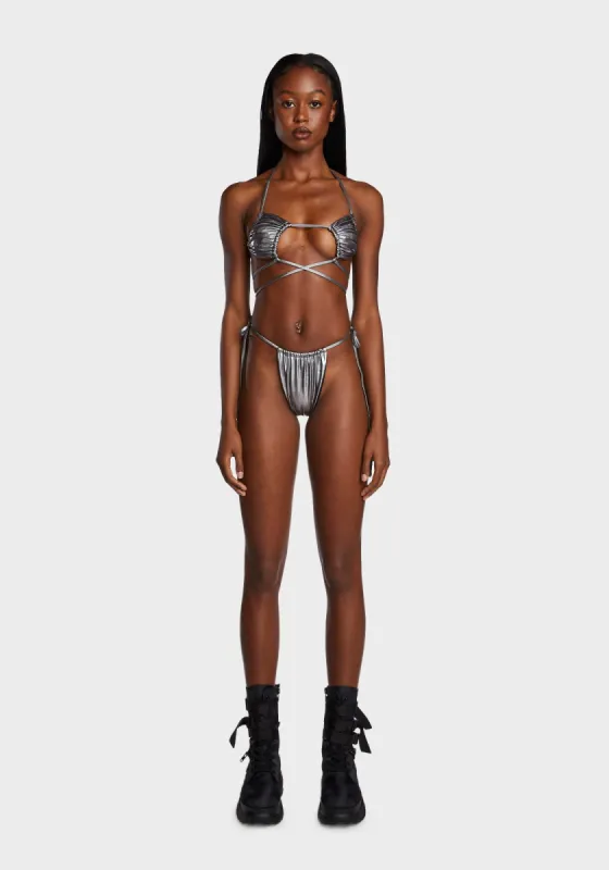 Chrome Soul Strappy Bikini Set sold by Dolls Kill