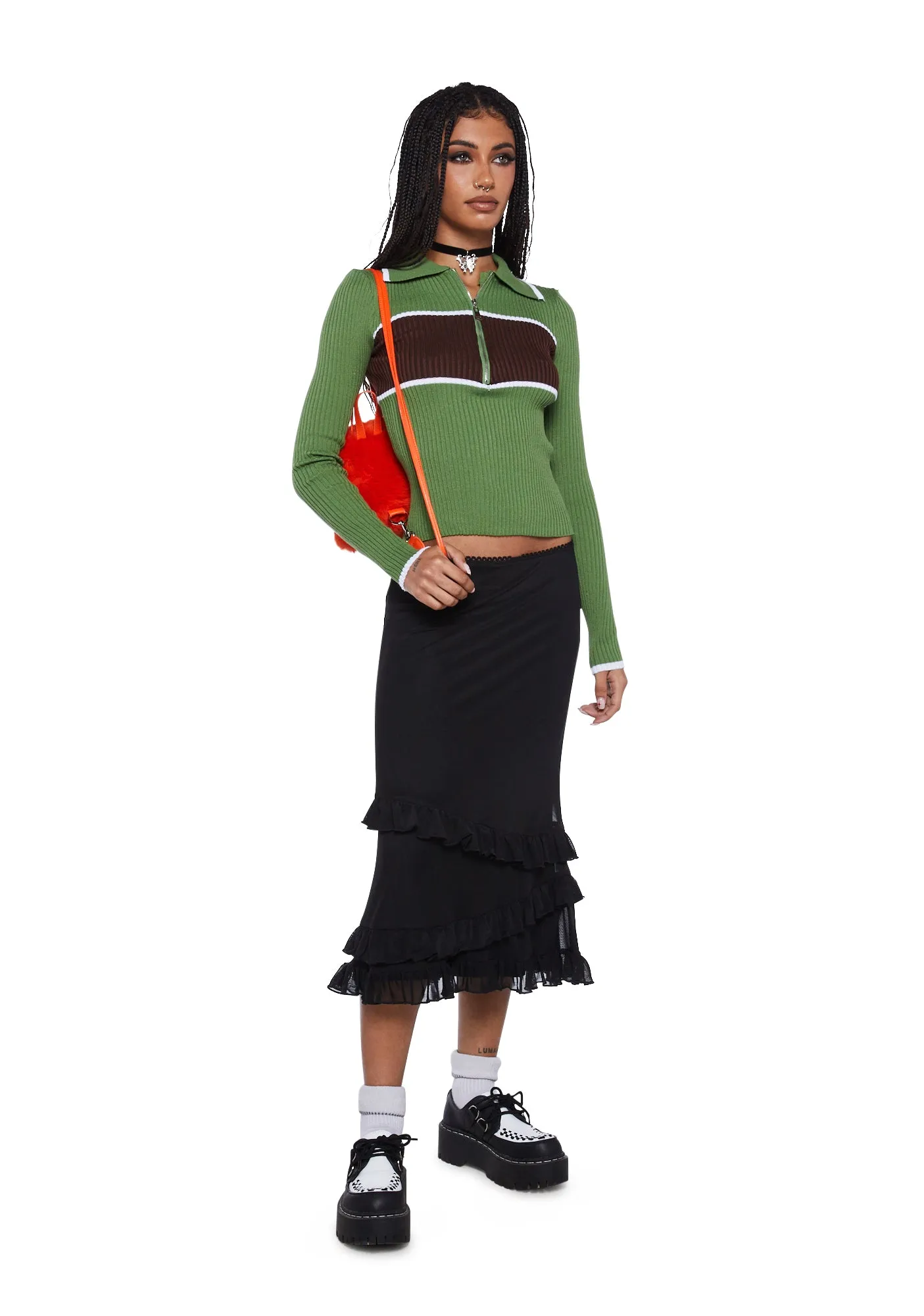 Knitted Stripe Collared Top sold by Dolls Kill product image thumbnail 2