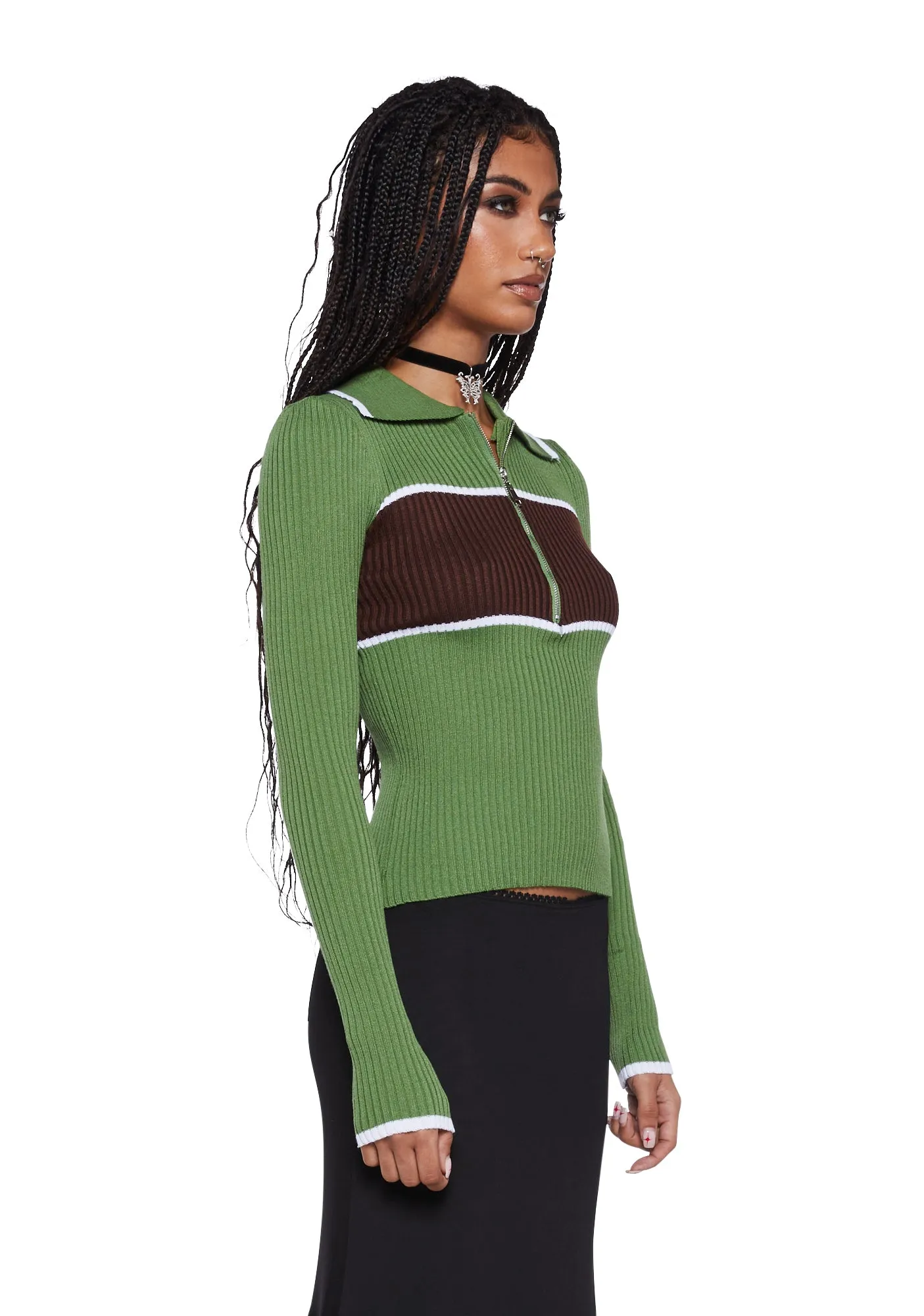 Knitted Stripe Collared Top sold by Dolls Kill product image thumbnail 3