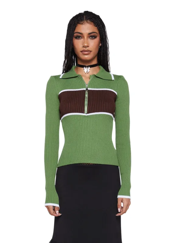 Knitted Stripe Collared Top sold by Dolls Kill