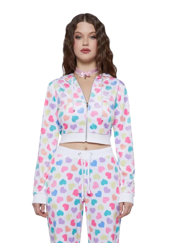 Loyal Maneater Velour Track Jacket- White sold by Dolls Kill