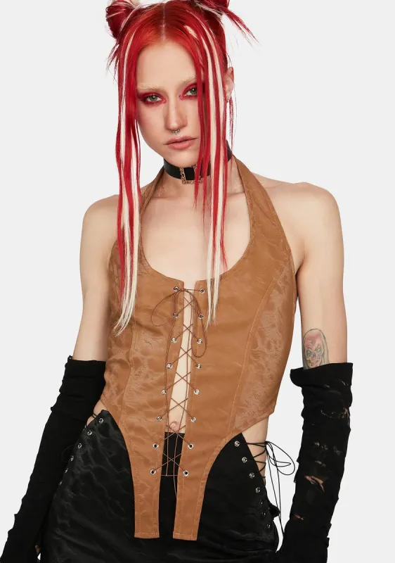 New Dramatics Lace-Up Top sold by Dolls Kill
