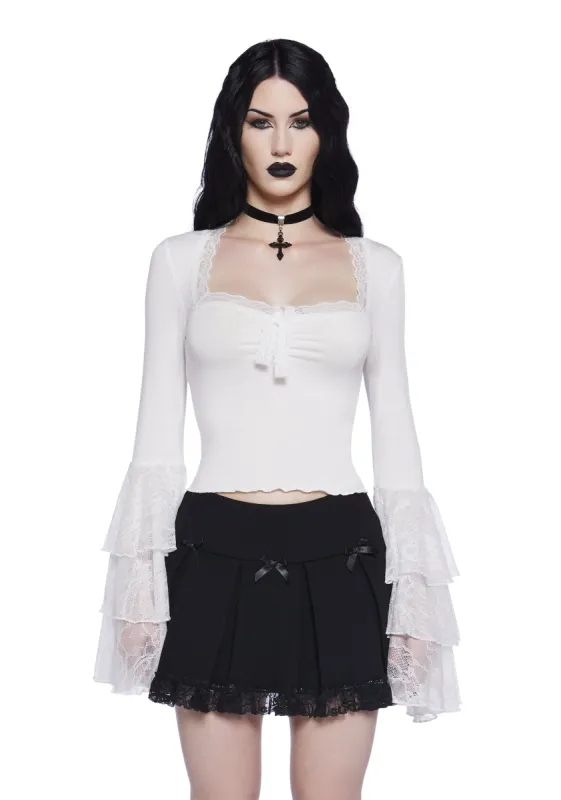 Haunted Grace Long Sleeve Top - White sold by Dolls Kill