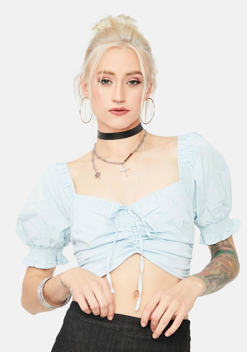 Insta Snack Puff Sleeve Crop Top sold by Dolls Kill