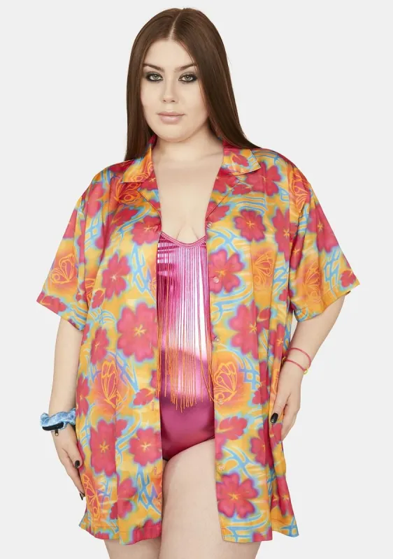 Plus Island Time Button Up Shirt sold by Dolls Kill