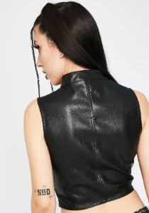 Vegan Leather Lace-Up Corset Top sold by Dolls Kill
