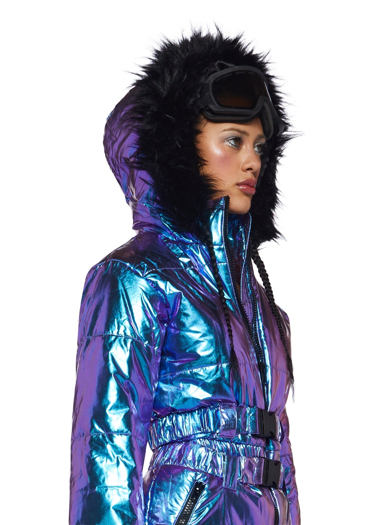 Aurora Beam Holographic Snowsuit - Blue sold by Dolls Kill product image thumbnail 2