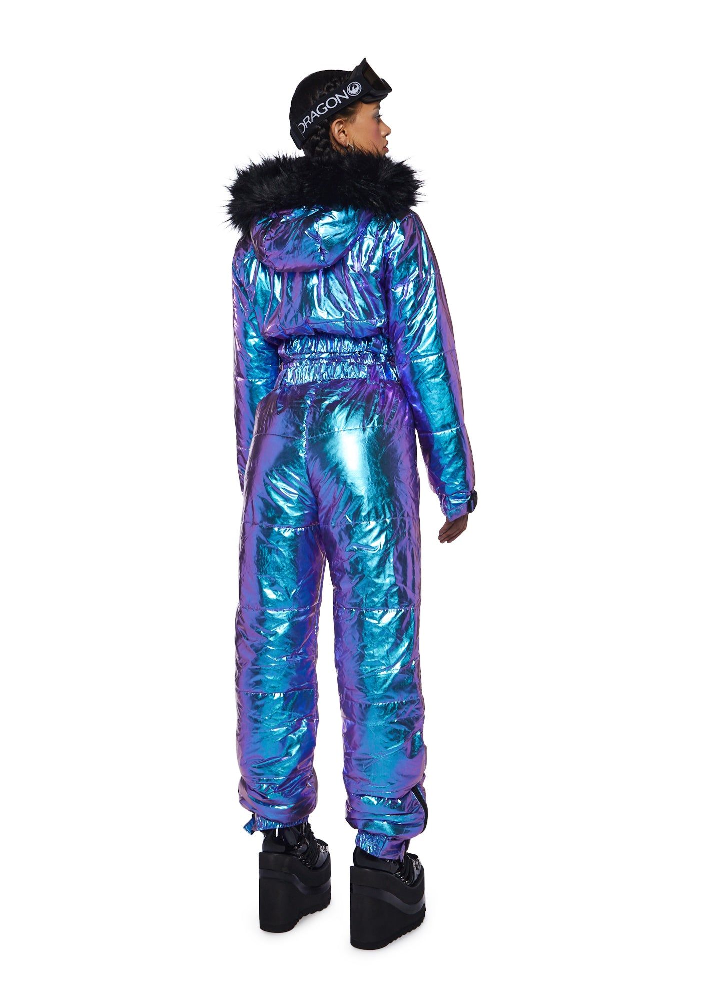 Aurora Beam Holographic Snowsuit - Blue sold by Dolls Kill product image thumbnail 4