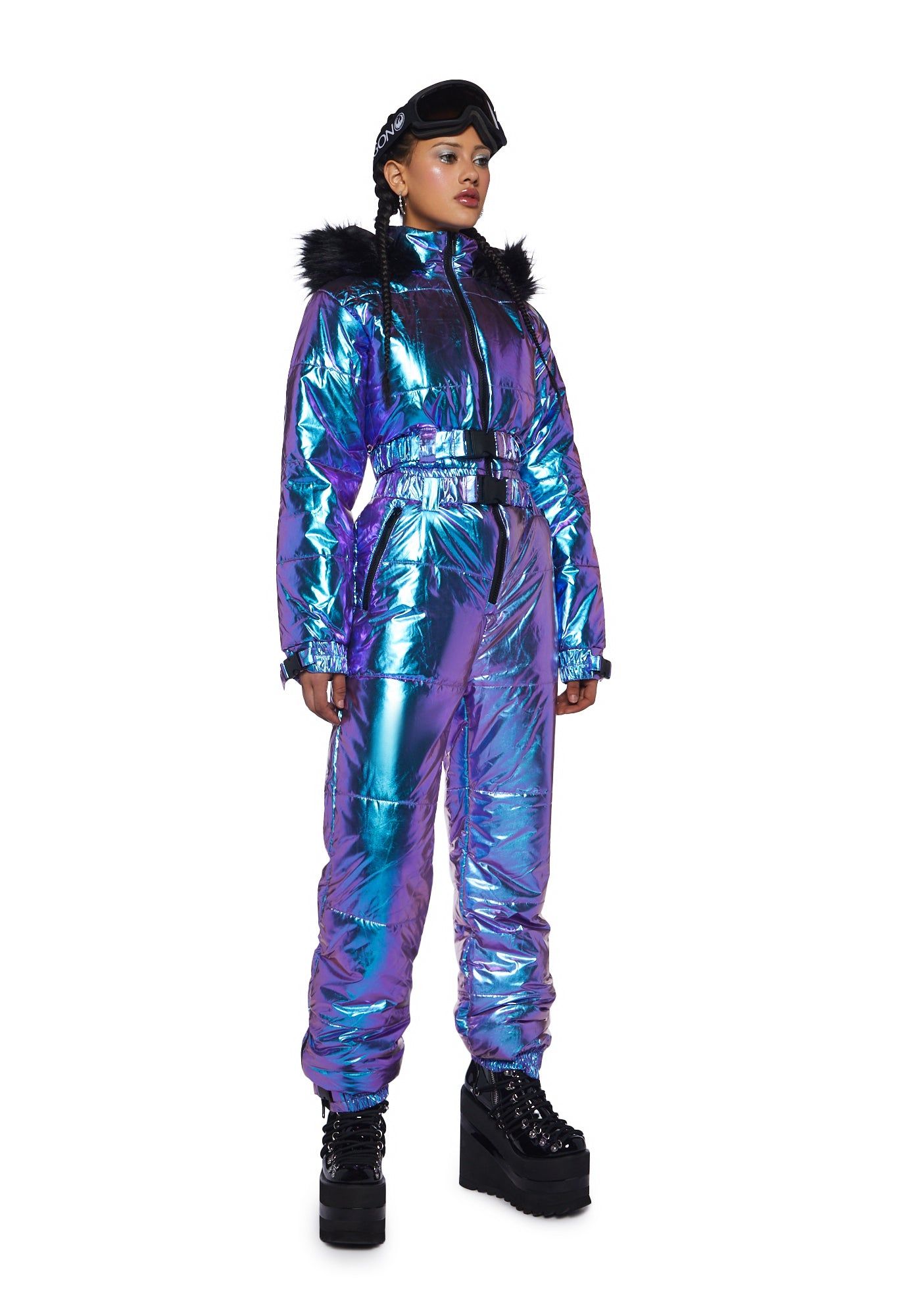 Aurora Beam Holographic Snowsuit - Blue sold by Dolls Kill product image thumbnail 5