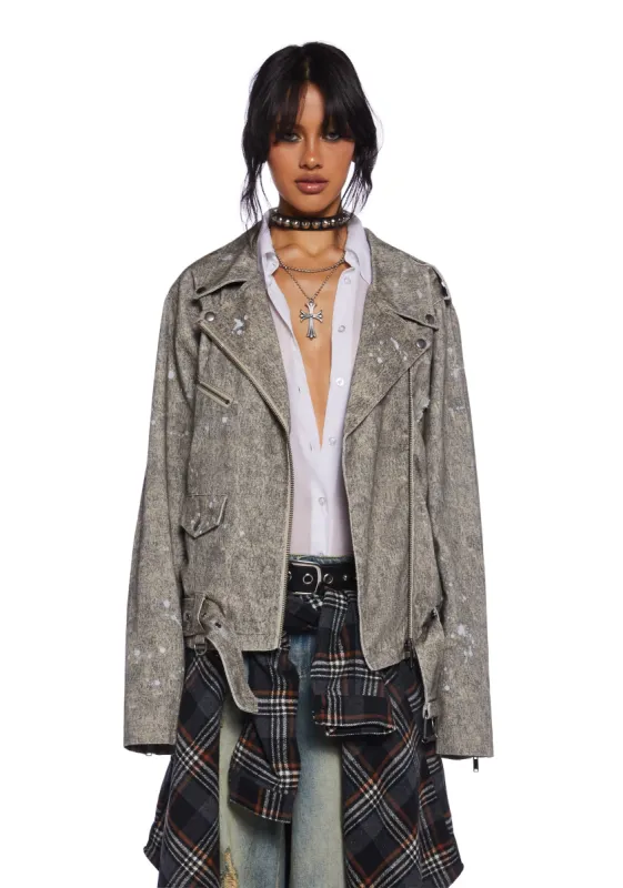 Live Thru This Acid Wash Moto Jacket sold by Dolls Kill