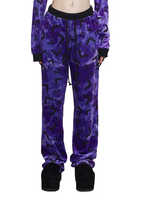 Bat Behavior Jogger Sweatpants - Purple sold by Dolls Kill
