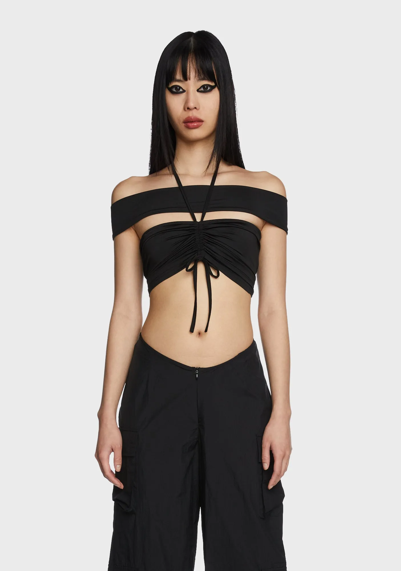 Look Again Crop Top - Black sold by Dolls Kill