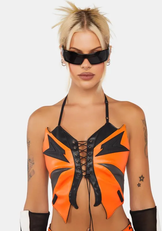 Orange Moto Butterfly Top sold by Dolls Kill
