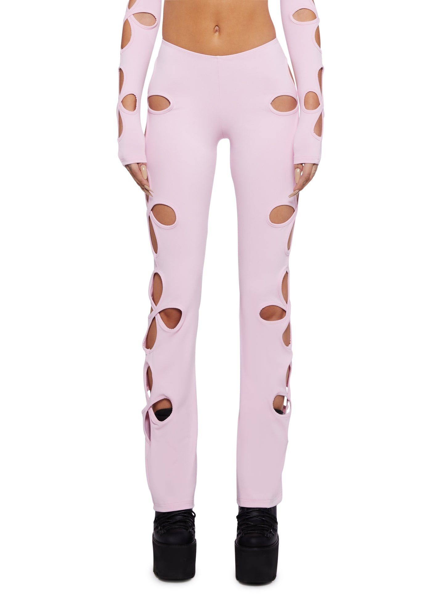 Star Child Cut-Out Pants - Pink sold by Dolls Kill