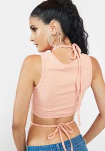 Peach Only Eyes For U Crop Top sold by Dolls Kill