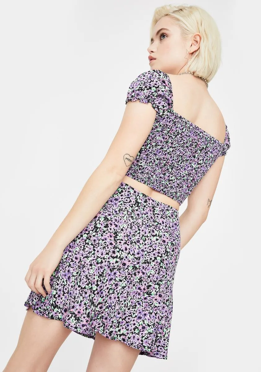 Lilac Floral Gaelle Mini Skirt sold by Dolls Kill product image thumbnail 4