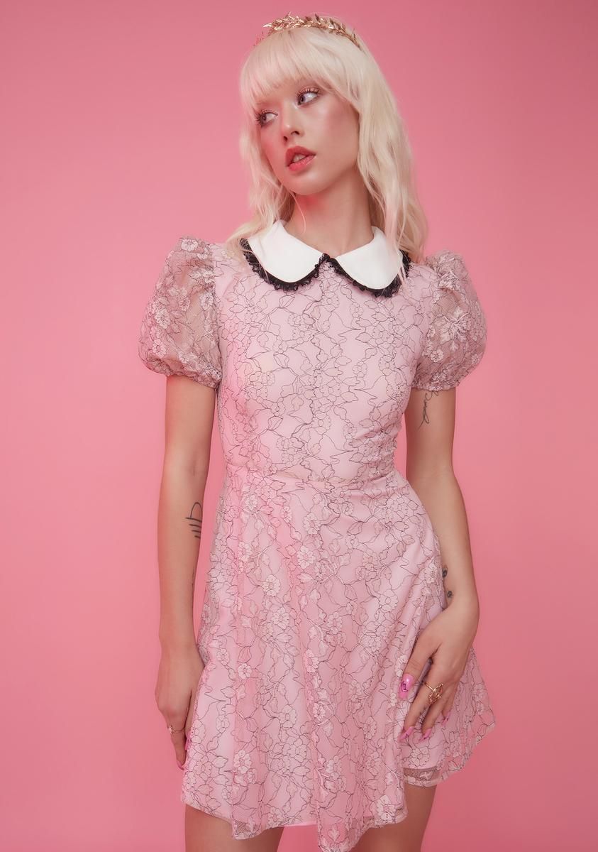 Dancing Dahlia Lace Babydoll Dress sold by Dolls Kill