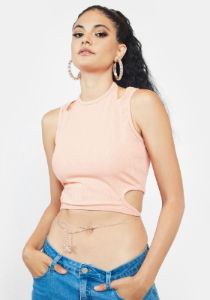 Peach Only Eyes For U Crop Top sold by Dolls Kill