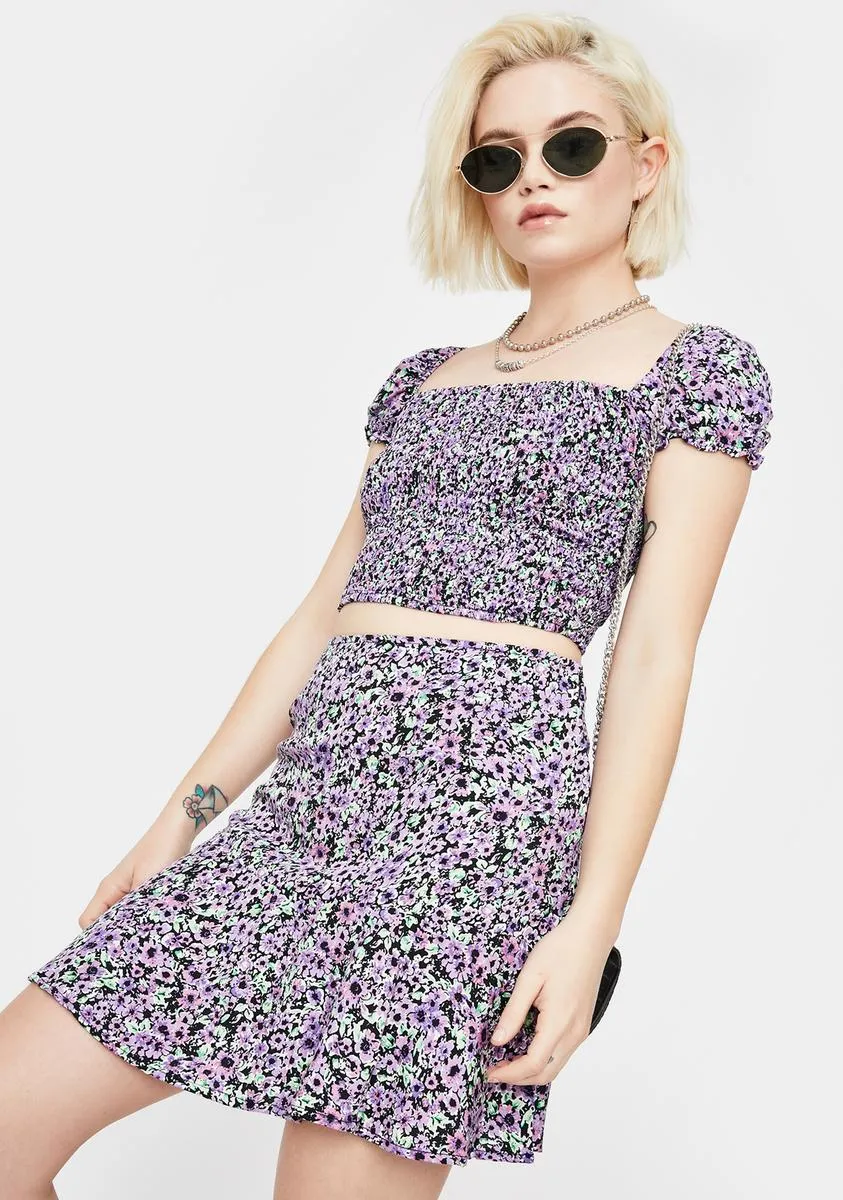 Lilac Floral Gaelle Mini Skirt sold by Dolls Kill product image thumbnail 2